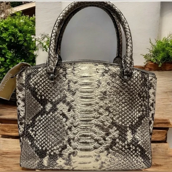 Michael Kors Ellis Studded Python Handbag - Picture 3 of 9